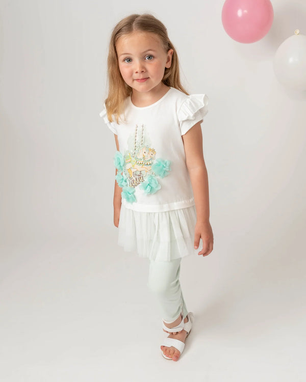 Caramelo Kids Diamonte Carousel Leggings Set - 011491 - Mint Green