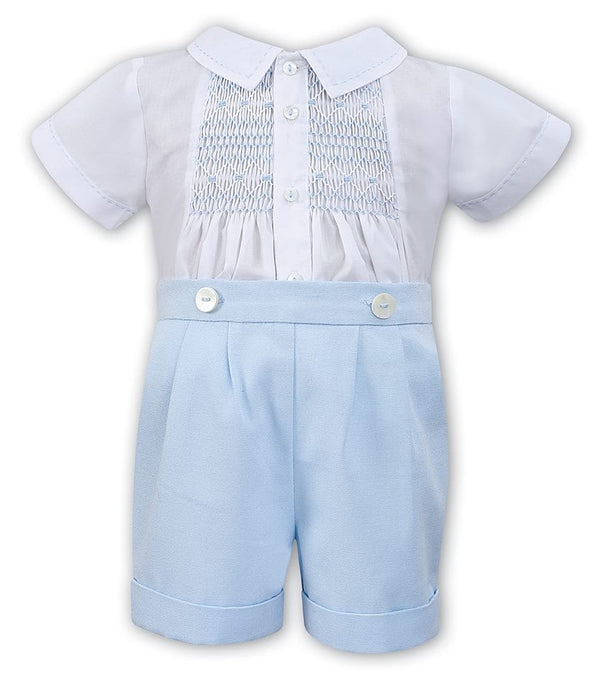 Sarah Louise Boys Hand Smocked Buster Suit Romper 011536