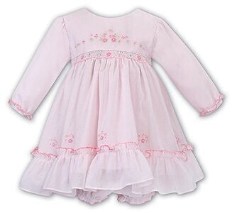 Sarah Louise Girls Pink Voile Dress and Frilly Pants 011615