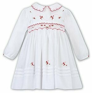 Sarah Louise White/Red/Pink Smocked Dress 011643