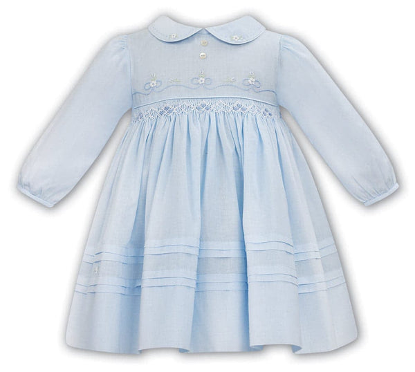 Sarah Louise Blue Smocked Long Sleeved Dress 012058