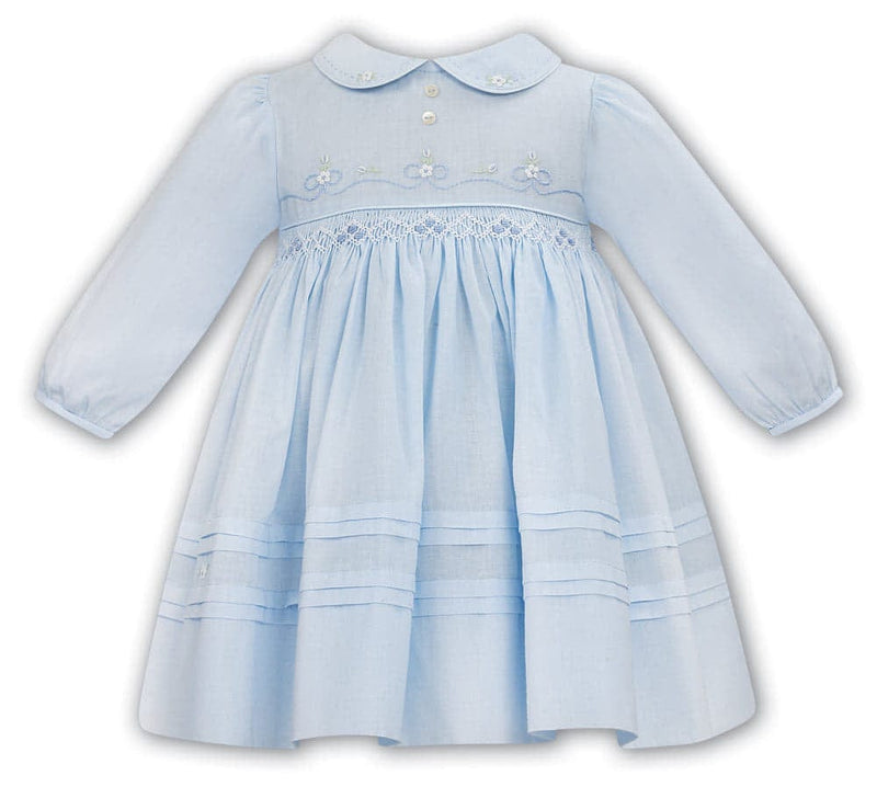 Sarah Louise Blue Smocked Long Sleeved Dress 012058 – Bella Sienna