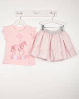 Caramelo Kids Pink Pearl Carousel Skirt Set - 012257B