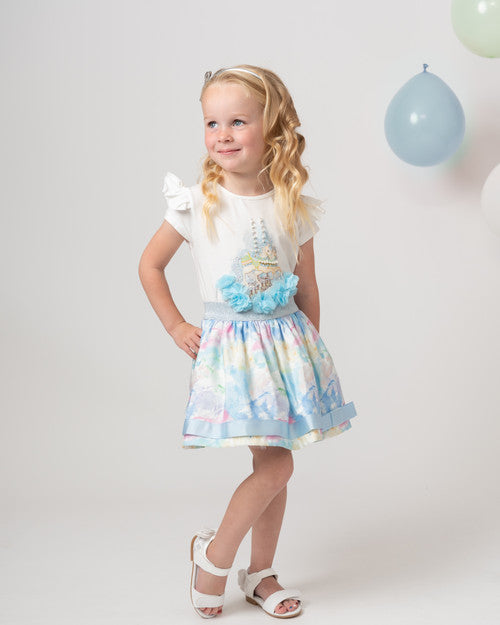 Caramelo Kids Diamante Carousel Skirt Set - 012289 - Sky Blue