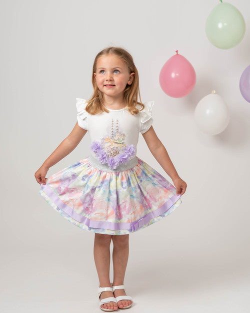 Caramelo Kids Diamonte Carousel Skirt Set - 012289 - Lilac