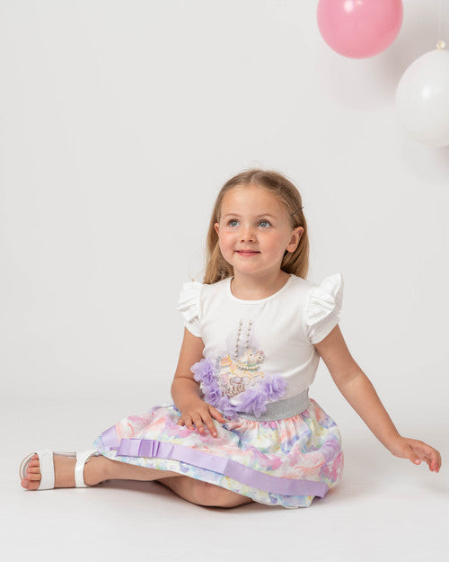 Caramelo Kids Diamonte Carousel Skirt Set - 012289 - Lilac