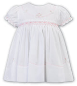 Sarah Louise White & Pink Smocked Dress - 012592