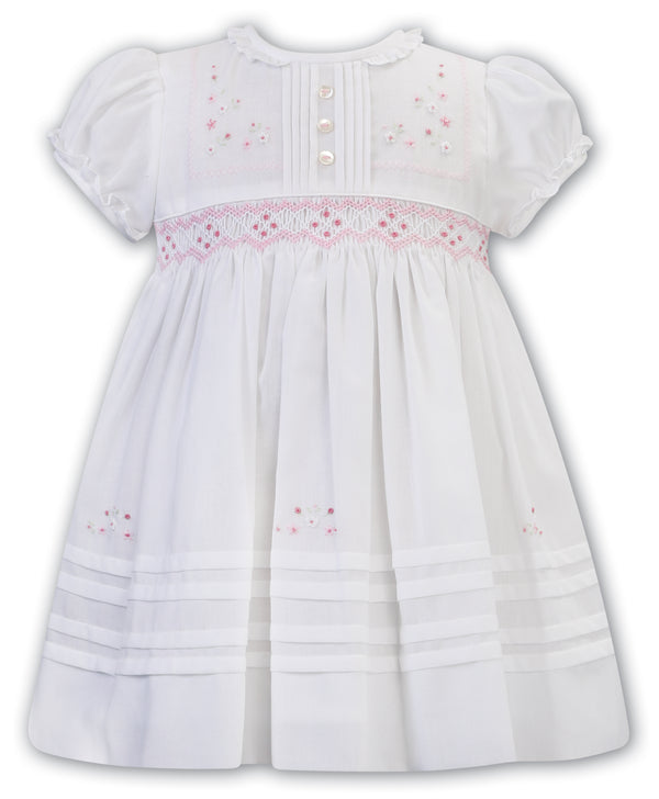 Sarah Louise White & Pink Smocked Dress - 012610