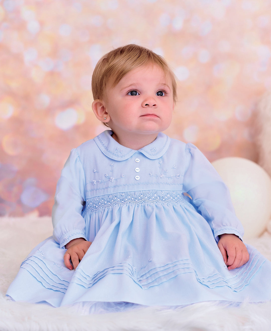 Sarah Louise Hand Smocked Long Sleeved Pink Dress - 012757