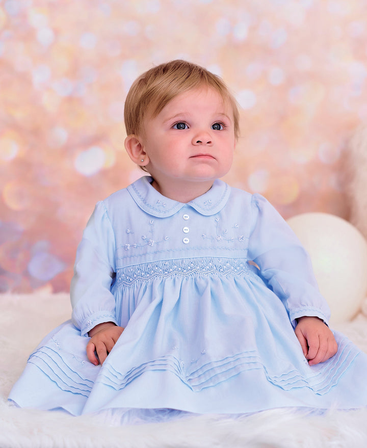 Sarah Louise Hand Smocked Long Sleeved Pink Dress - 012757