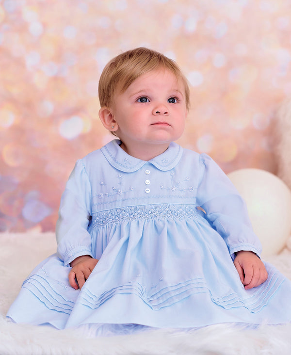 Sarah Louise Hand Smocked Long Sleeved Pink Dress - 012757