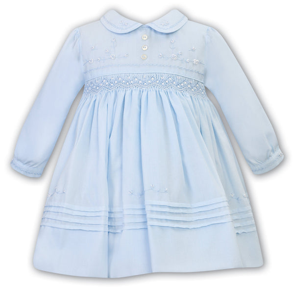Sarah Louise Blue Smocked Long Sleeved Dress - 012757