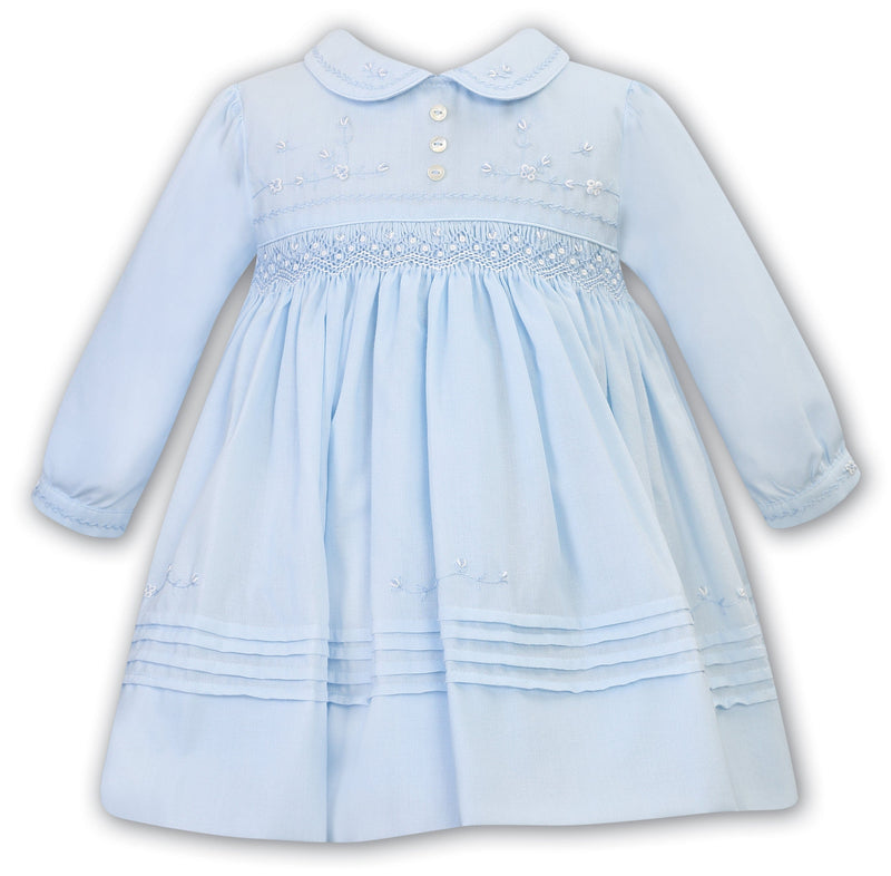 Sarah Louise Blue Smocked Long Sleeved Dress - 012757