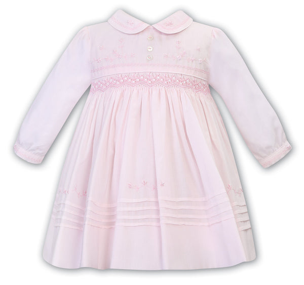 Sarah Louise Hand Smocked Long Sleeved Pink Dress - 012757