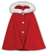 Sarah Louise *Red Cape With White Faux Fur Trim - 012873