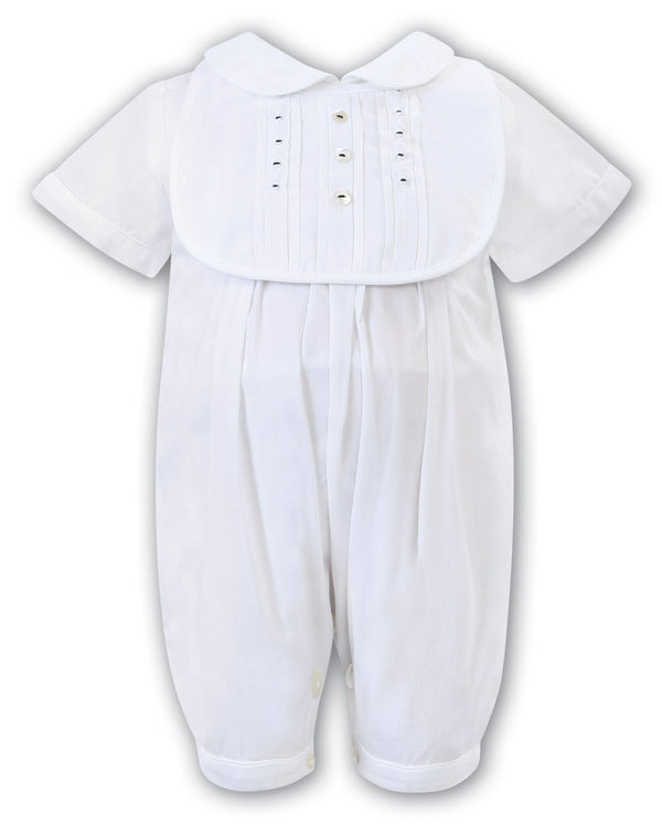 Sarah Louise  White Navy Romper & Matching Bib - 012875