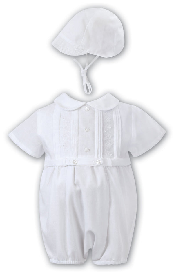 Sarah Louise White Romper & Matching Hat - 012877