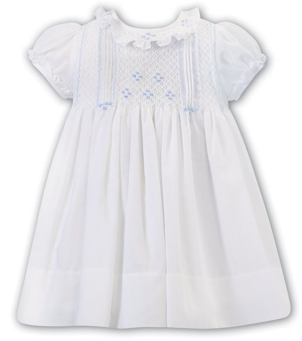 Sarah Louise Ivory & Blue Hand Smocked Dress - 012906