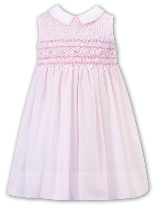 Sarah Louise Pink Hand Smocked Sleeveless Dress - 012959