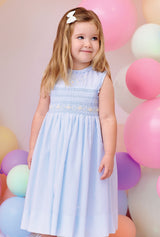 Sarah Louise Blue & Lemon Hand Smocked Dress - 012921