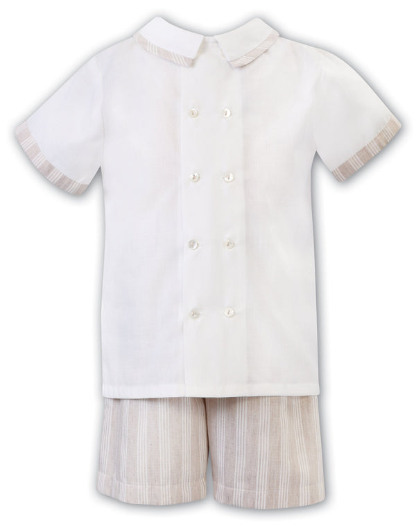 Sarah Louise Boys Ivory & Beige Outfit - 012940
