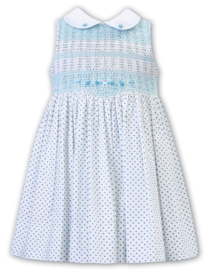 Sarah Louise Hand Smocked Sleeveless Spot Dress - 012949