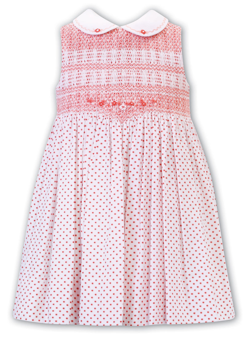 Sarah Louise Hand Smocked Sleeveless Spot Dress - 012949