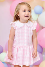 Sarah Louise White & Pink Gingham Dress - 012964