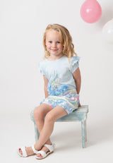 Caramelo Kids Diamante Carousel Shorts Set - 019088 - Sky Blue