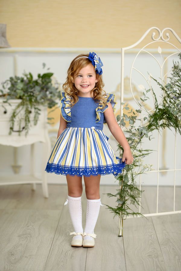 Miranda Blue Yellow Striped Dress 0250