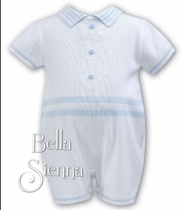 Sarah Louise Fine Knitted Summer Baby Boys Romper/Shortie 008054