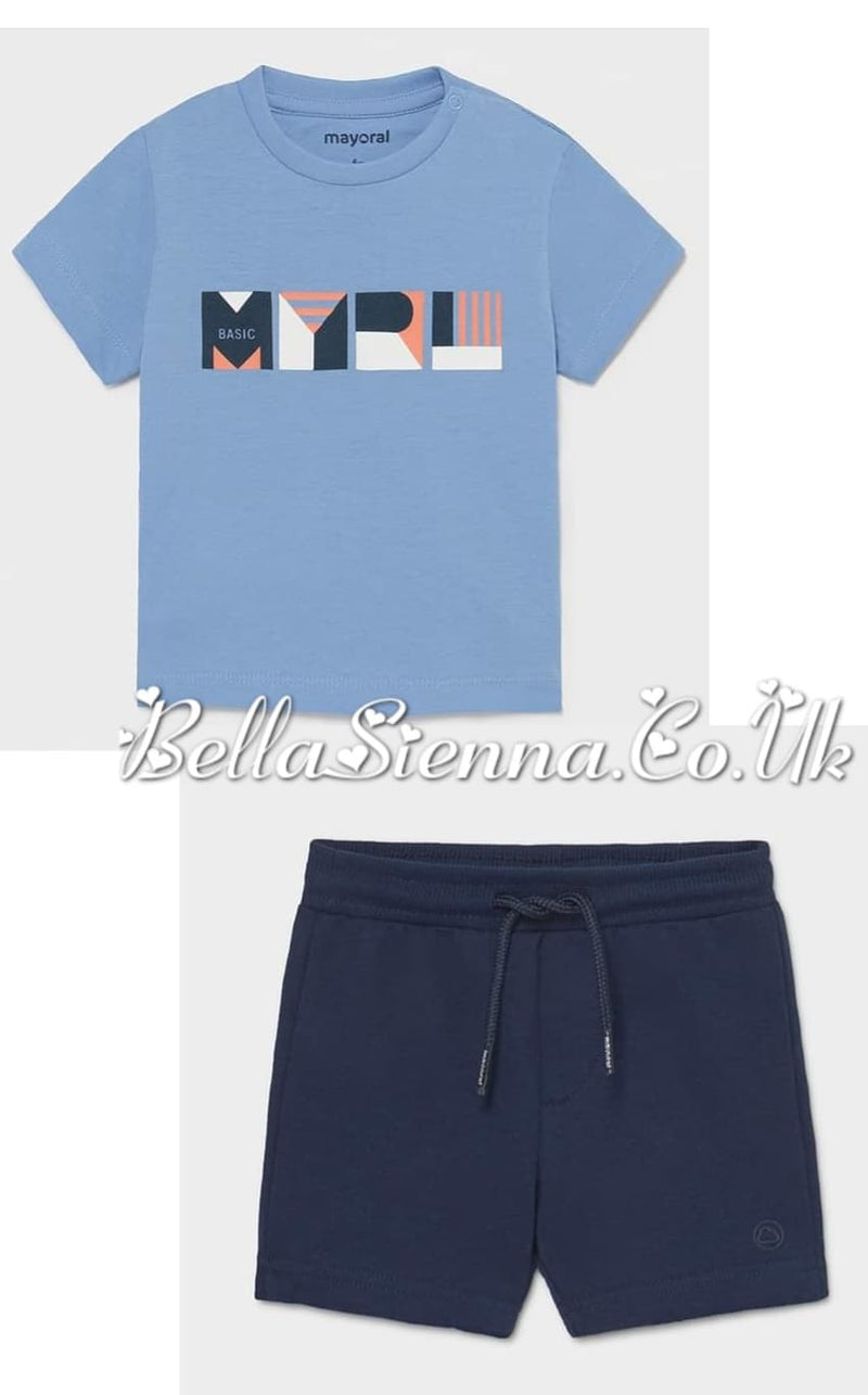 Mayoral Boys Blue T-Shirt & Blue Shorts Set 1064
