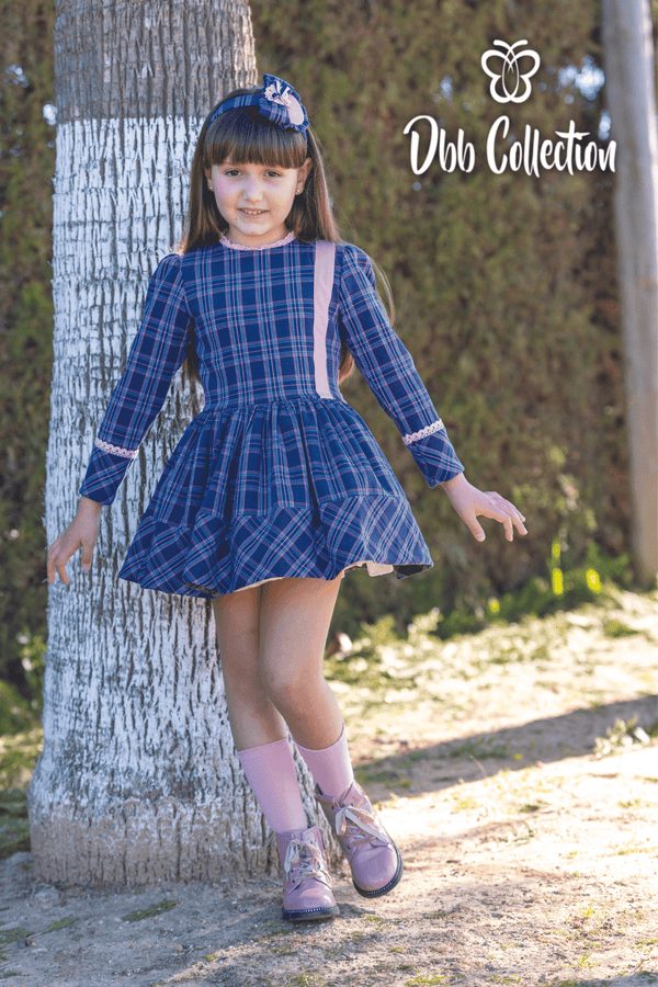 Dbb Hair Clip To Match Pink & Navy Tartan Dresses - 11891