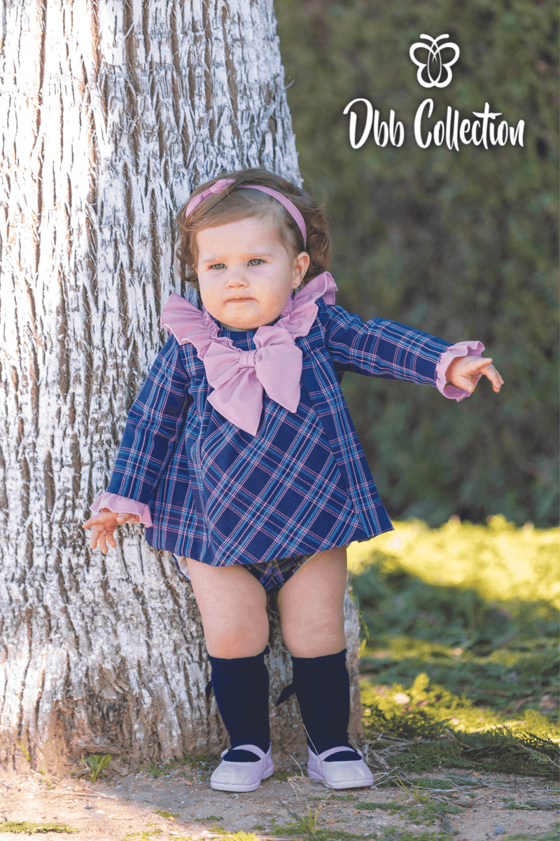Dbb Collection Navy & Pink Check Two Piece Set - 11804