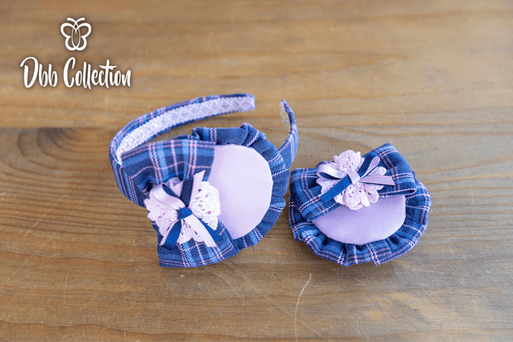 Dbb Hair Clip To Match Pink & Navy Tartan Dresses - 11891