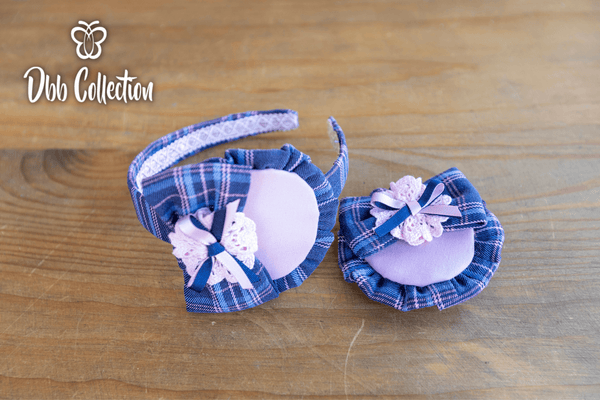 Dbb Hair Clip To Match Pink & Navy Tartan Dresses - 11891
