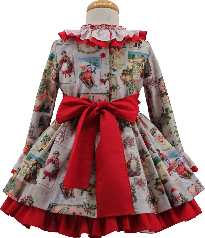 Ricittos Christmas Print Puffball Dress With Matching Hair Clip