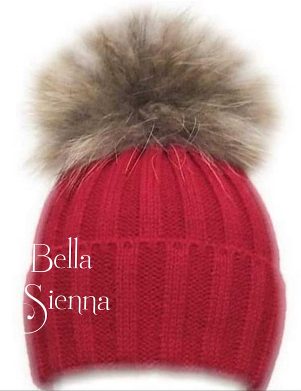 Rahigo Red Unisex Pom Pom Hat