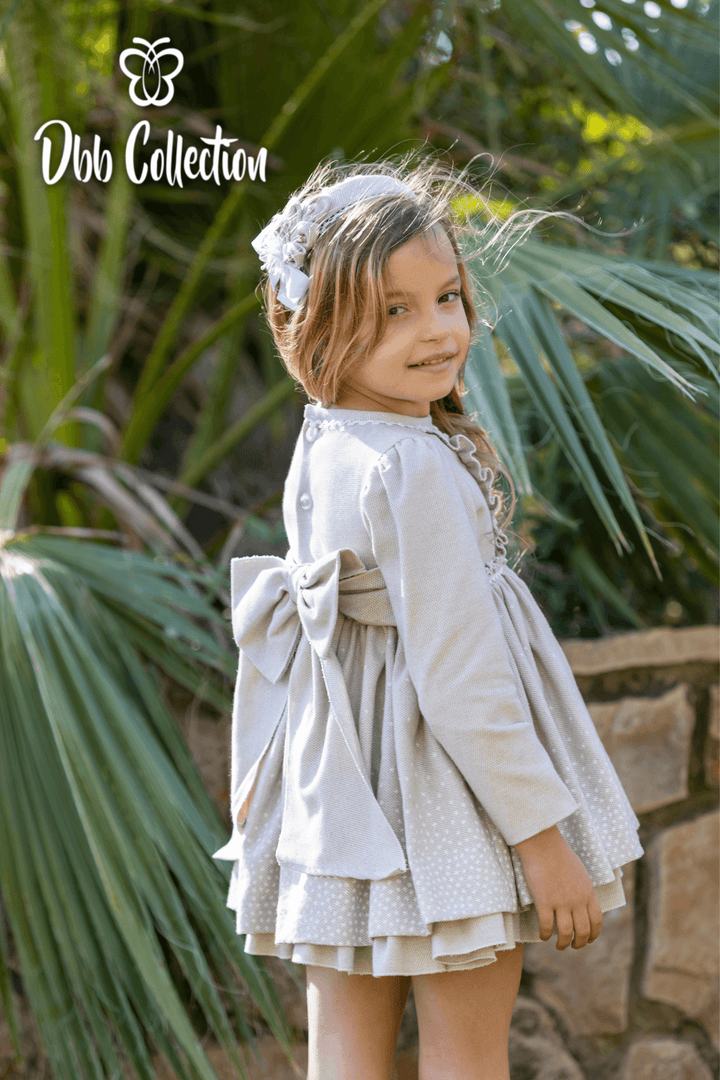 Dbb Collection Beige Dress With Big Bow On The Back - 12202