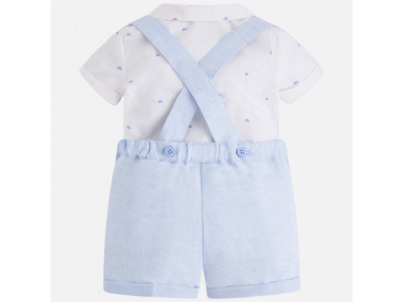 Mayoral Baby Boys Crown White & Baby Blue Dungaree Set - 1222