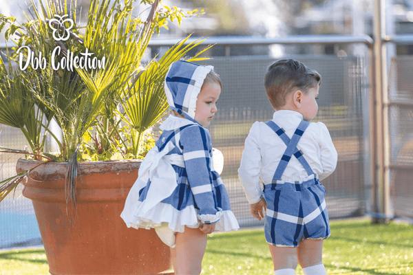 Dbb Collection Boys Navy, Blue & White Check Two Piece Set - 12305