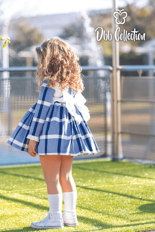 Dbb Collection *Navy, Blue & White Check Puffball Dress - 12302