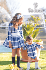 Dbb Collection *Navy, Blue & White Check Dress - 12303