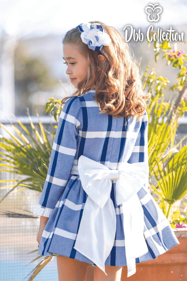 Dbb Collection *Navy, Blue & White Check Dress - 12303