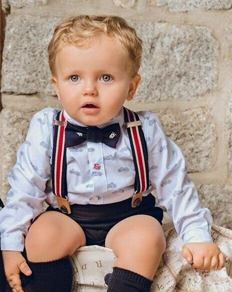 Yoedu Smart Boys Four Piece Set With Dickie Bow Tie & Braces