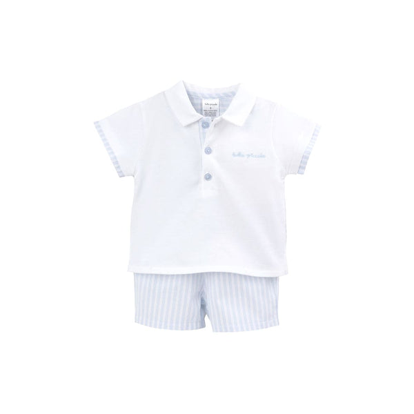 TUTTO PICCOLO BOYS TWO PIECE PIECES SET WHITE-SKY BLUE 3590