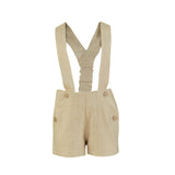 Miranda Beige & Ivory Boys Shirt & Shorts Set With Braces - 132