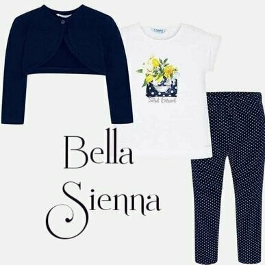 Mayoral Cardigan and patterned leggings set for girl 3719 Navy Blue