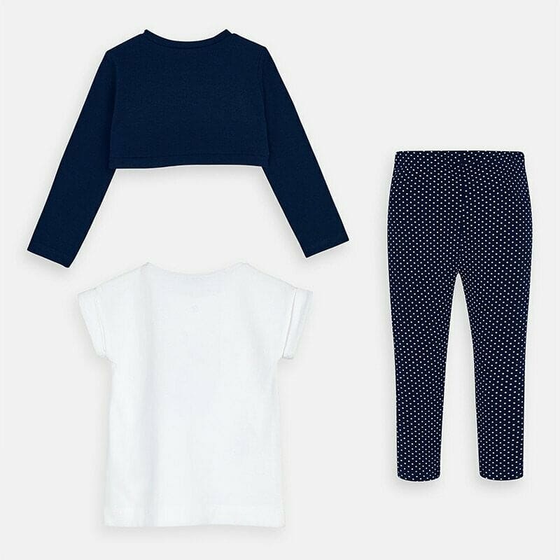 Mayoral Cardigan and patterned leggings set for girl 3719 Navy Blue