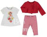 Mayoral  1706 Red Jacket and gingham leggings set for baby girl Summer